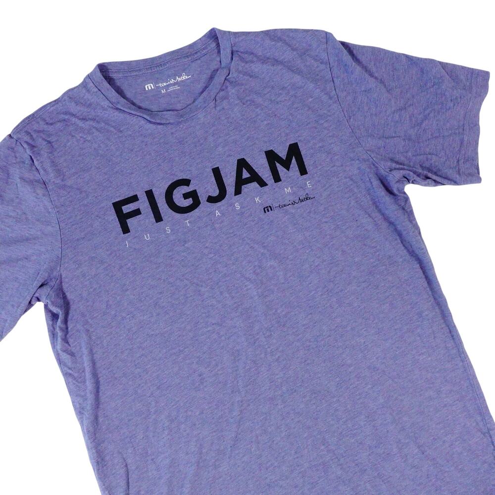 Travis Mathew FIGJAM Just ask Me Purple Graphic T Shirt Pima Cotton Men's Medium
